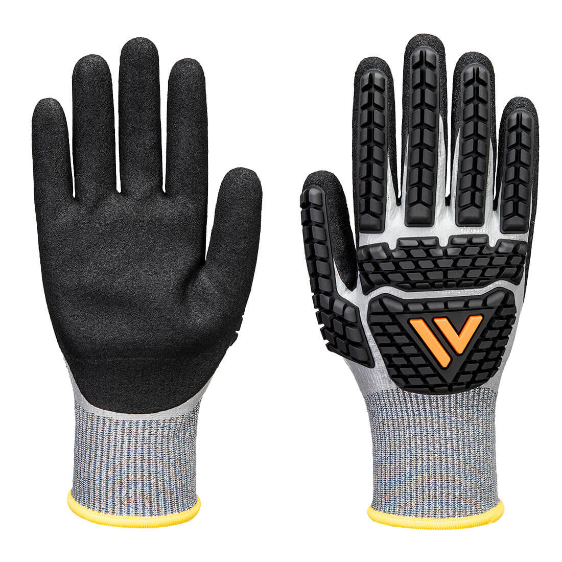 Portwest Impact F13 Nitrile Foam TPR Waterproof Glove - Grey/Black - AP54G8R