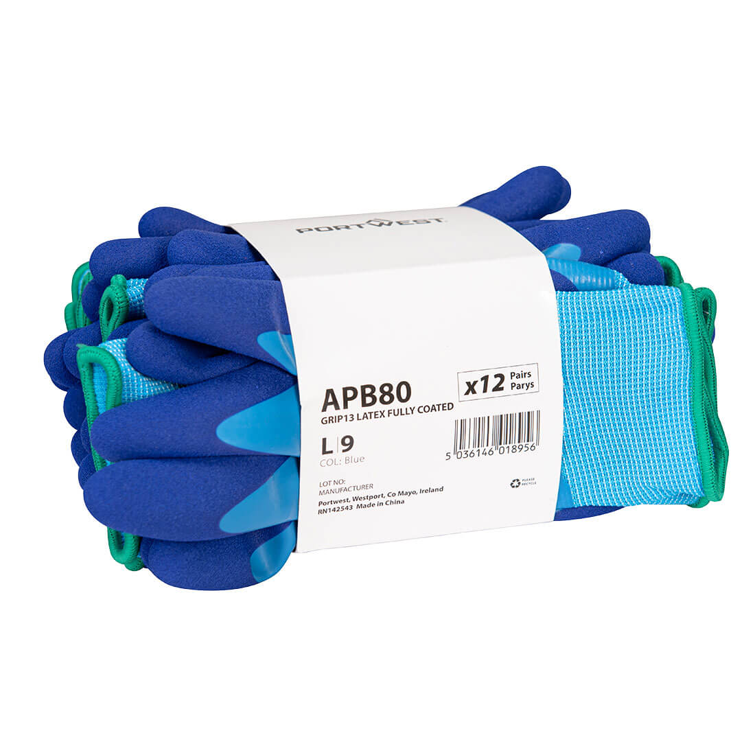 Portwest Grip 13 Latex Foam Essential Multipack (Pk12) - Blue - APB80B4R