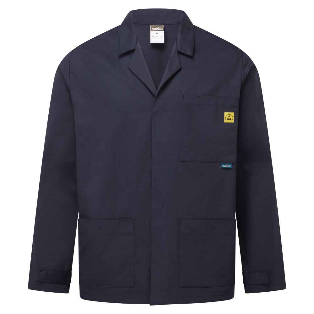 Portwest Anti-Static ESD Lab Jacket - Black - AS18BKR – Trade Workwear