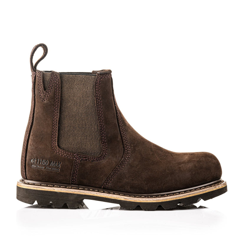 Buckbootz B1150 Chocolate Oil safety boots – side view