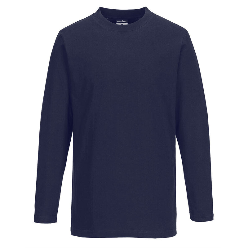 Portwest Cotton T-Shirt L/S - Navy - B196NAR