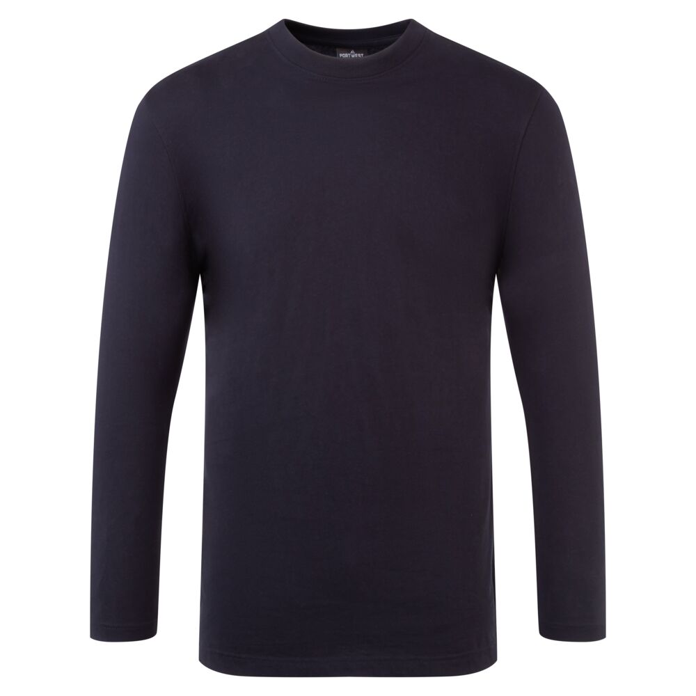 Portwest Cotton T-Shirt L/S - Navy - B196NVR