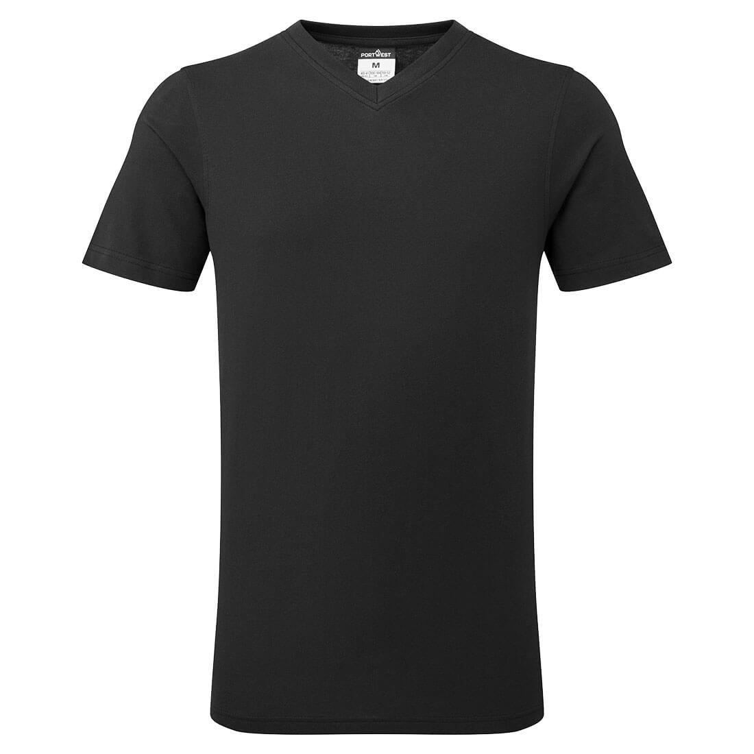 Portwest V-Neck Cotton T-Shirt S/S - Black - B197BKR