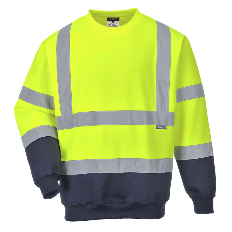 Portwest Hi-Vis Contrast Sweatshirt - Yellow/Navy - B306YNR