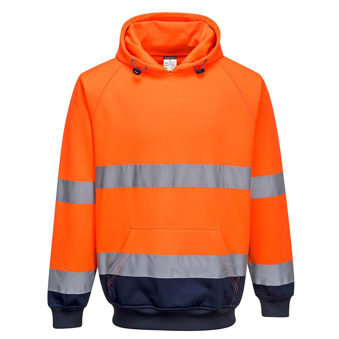 Portwest Hi-Vis Contrast Hoodie - Orange/Navy - B316ONR
