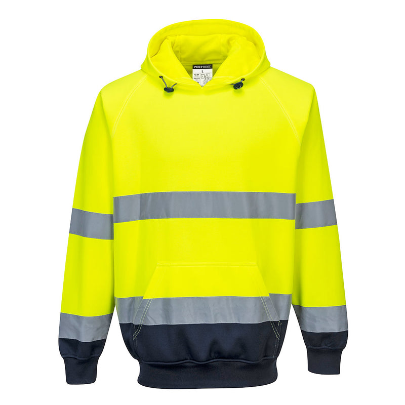 Portwest Hi-Vis Contrast Hoodie - Yellow/Navy - B316YNR