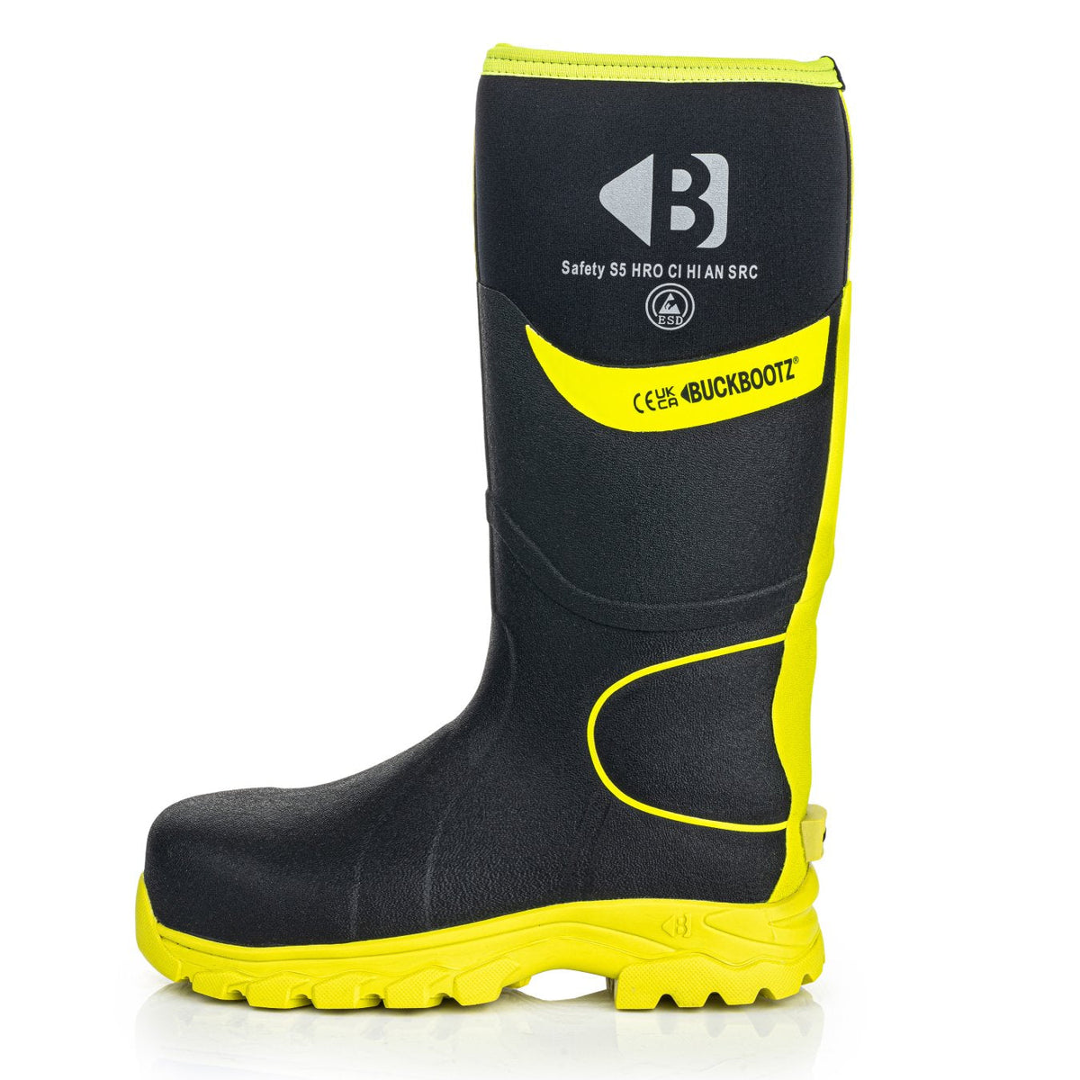 Buckbootz BBZ8000 Black / Hi-Vis Yellow safety wellingtons – additional view