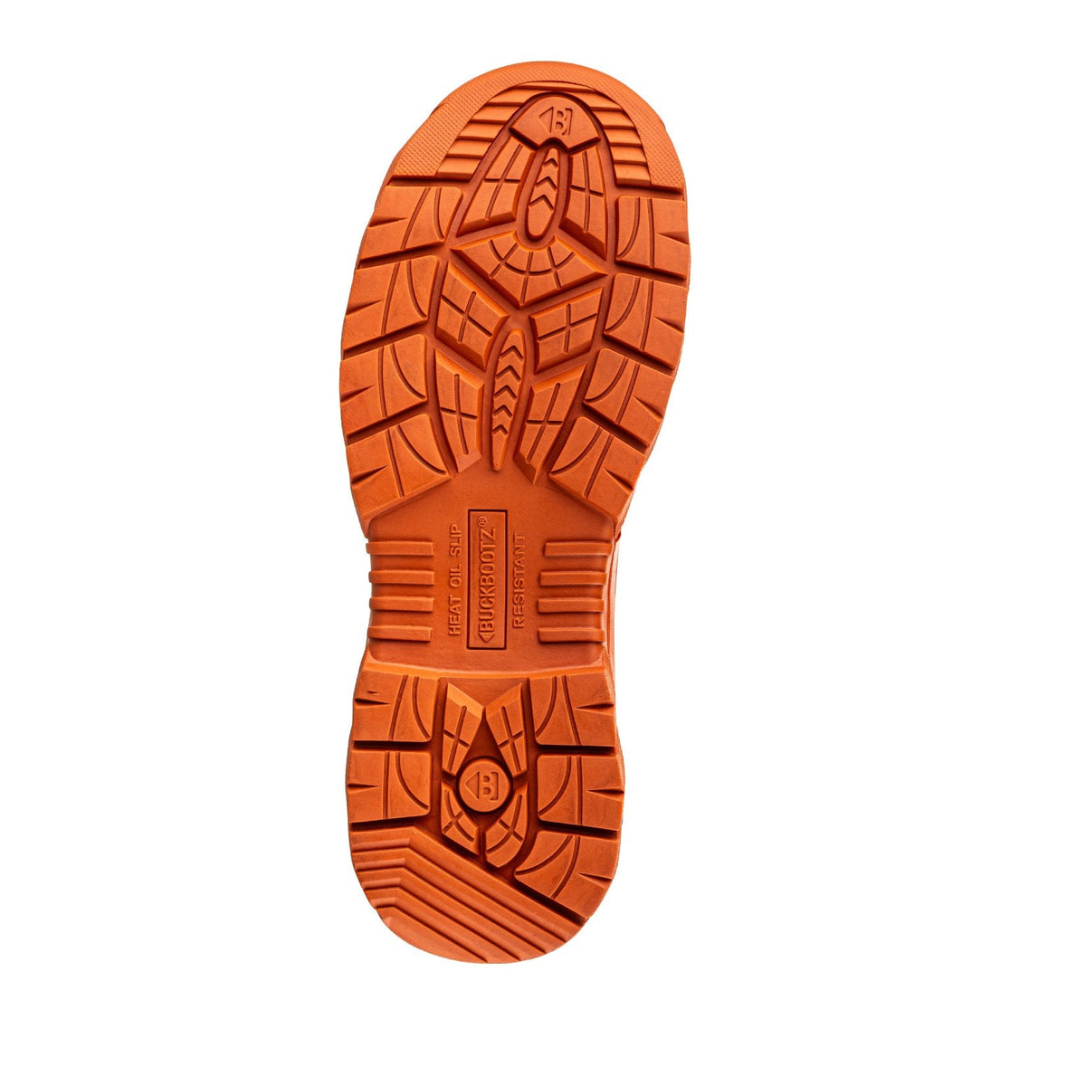 Buckbootz BBZ8000 Black / Hi-Vis Orange safety wellingtons – outsole or supporting view