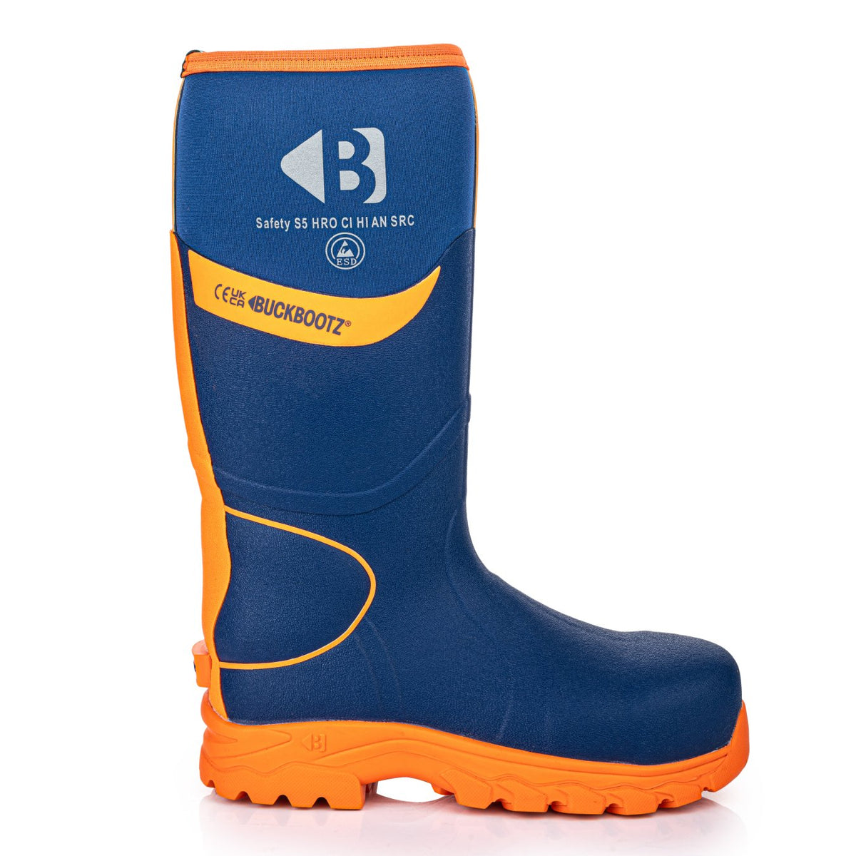 Buckbootz BBZ8000 Blue / Hi-Vis Orange safety wellingtons – additional view