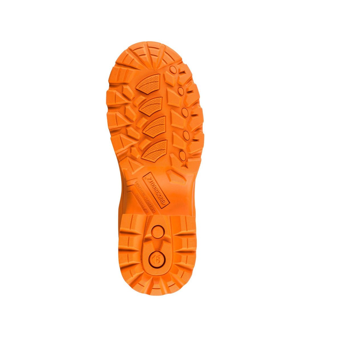 Buckbootz BBZ8000 Blue / Hi-Vis Orange safety wellingtons – side view