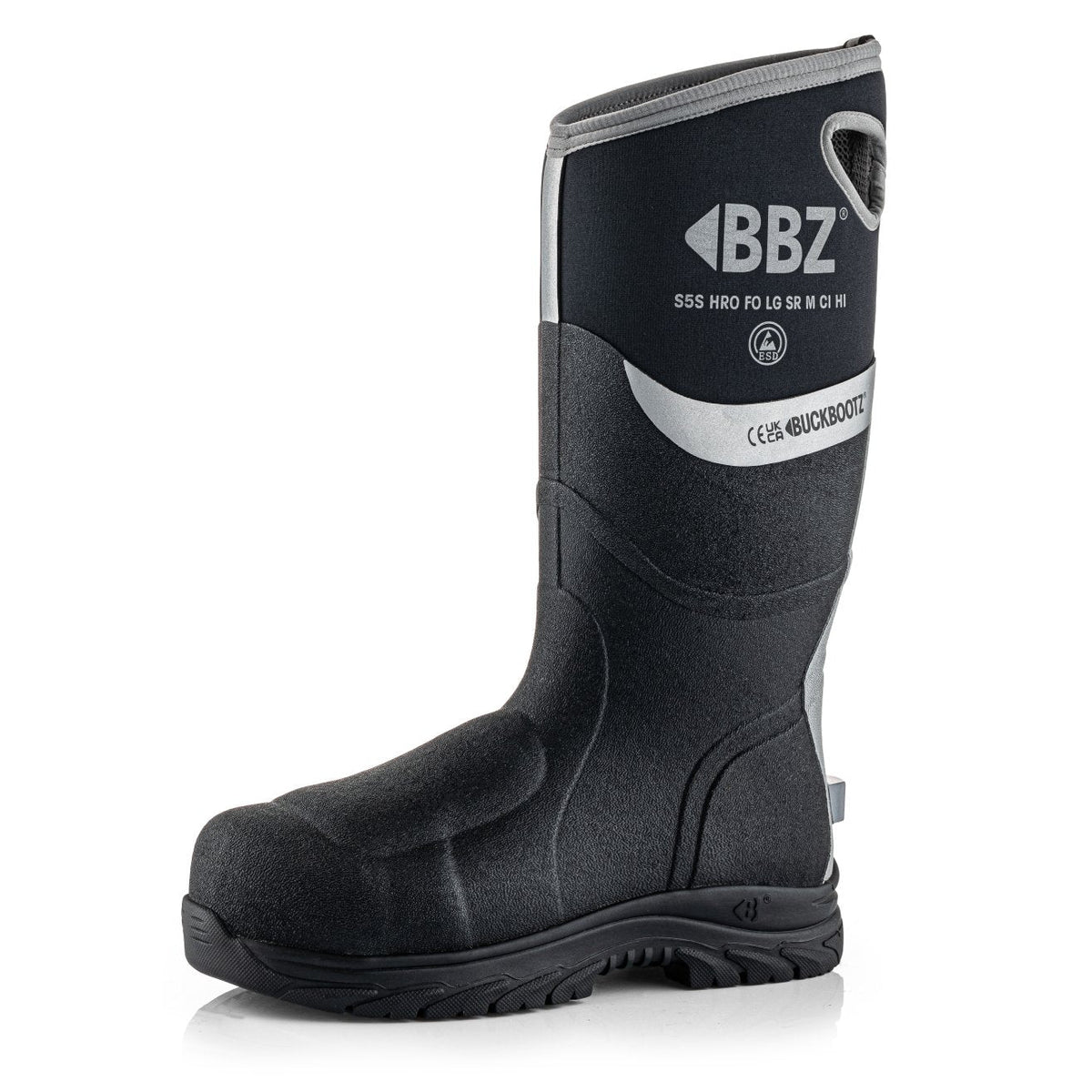 Buckbootz BBZ9000 Black safety wellingtons – product view