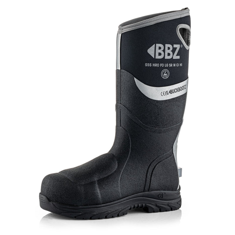 Buckbootz BBZ9000 Black safety wellingtons – product view
