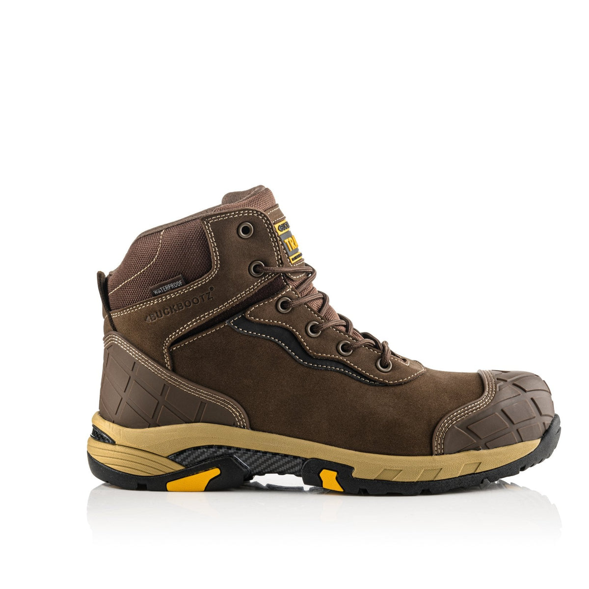 Buckbootz BLITZ Brown safety boots – side view