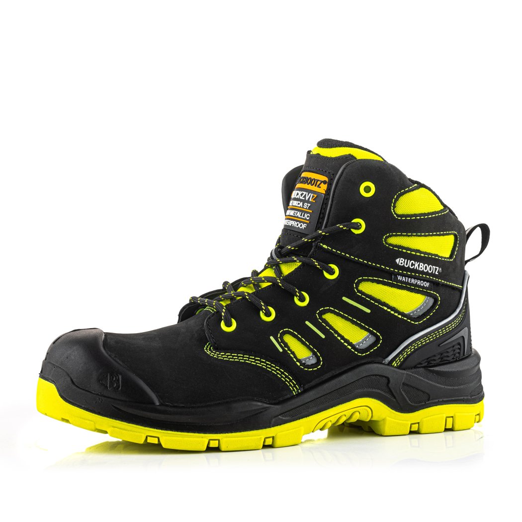 Buckbootz BVIZ2 Black / Hi-Vis Yellow safety boots – product view