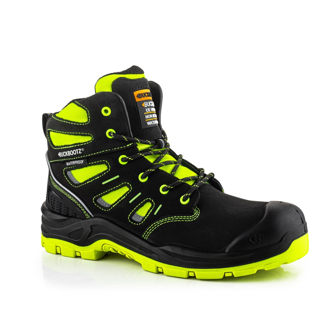 Buckbootz BVIZ2 Black / Hi-Vis Yellow safety boots – outsole or supporting view
