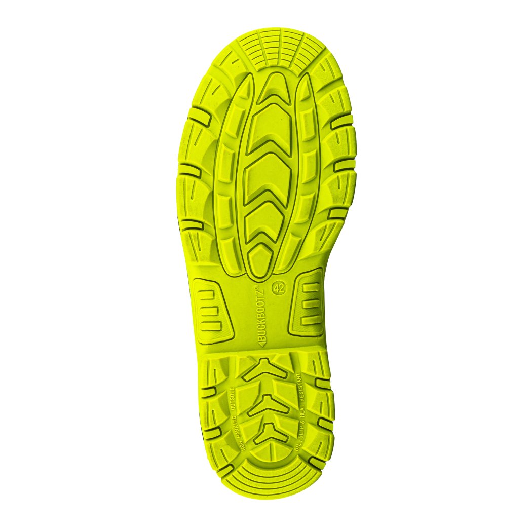 Buckbootz BVIZ2 Black / Hi-Vis Yellow safety boots – side view