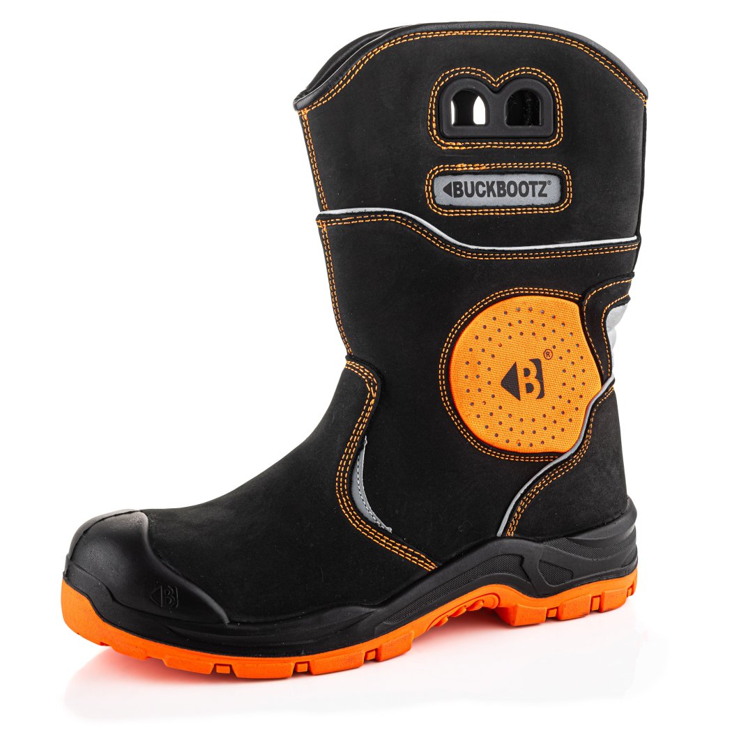 Buckbootz BVIZ5 Black / Hi-Vis Orange safety boots – product view