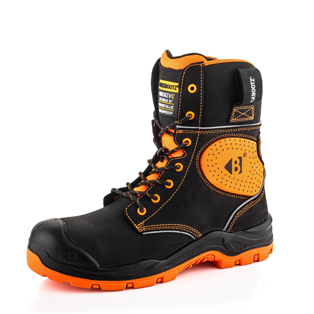 Buckbootz BVIZ6 Black / Hi-Vis Orange safety boots – product view