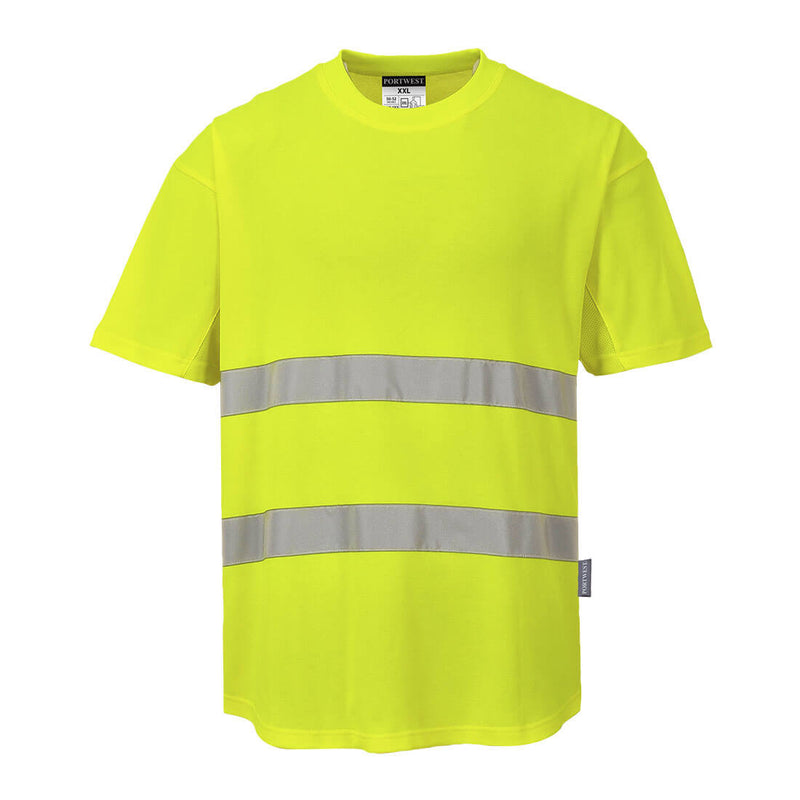 Portwest Hi-Vis Cotton Comfort Mesh Insert T-Shirt S/S  - C394
