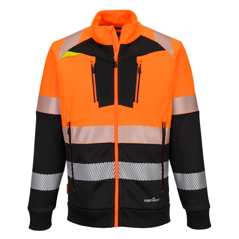 Portwest DX4 Hi-Vis Class 1 Funnel Neck Zipped Sweatshirt - DX490