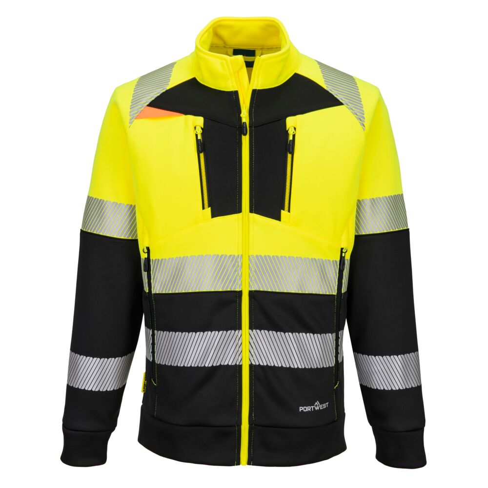 Portwest DX4 Hi-Vis Class 1 Funnel Neck Zipped Sweatshirt - DX490