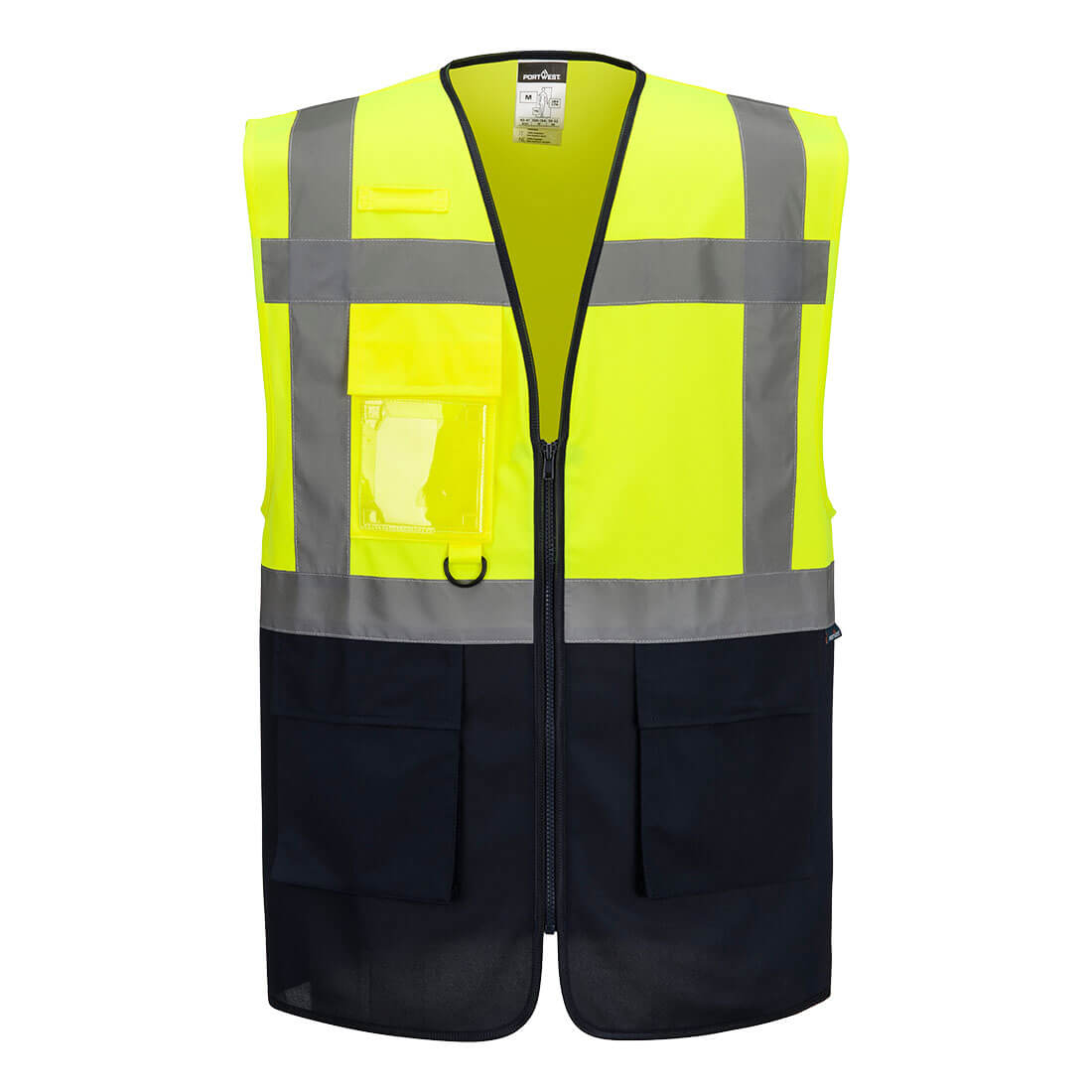 Portwest ES1 Essential Hi-Vis Contrast Executive Vest - ES076 - Yellow/Navy / 4XL