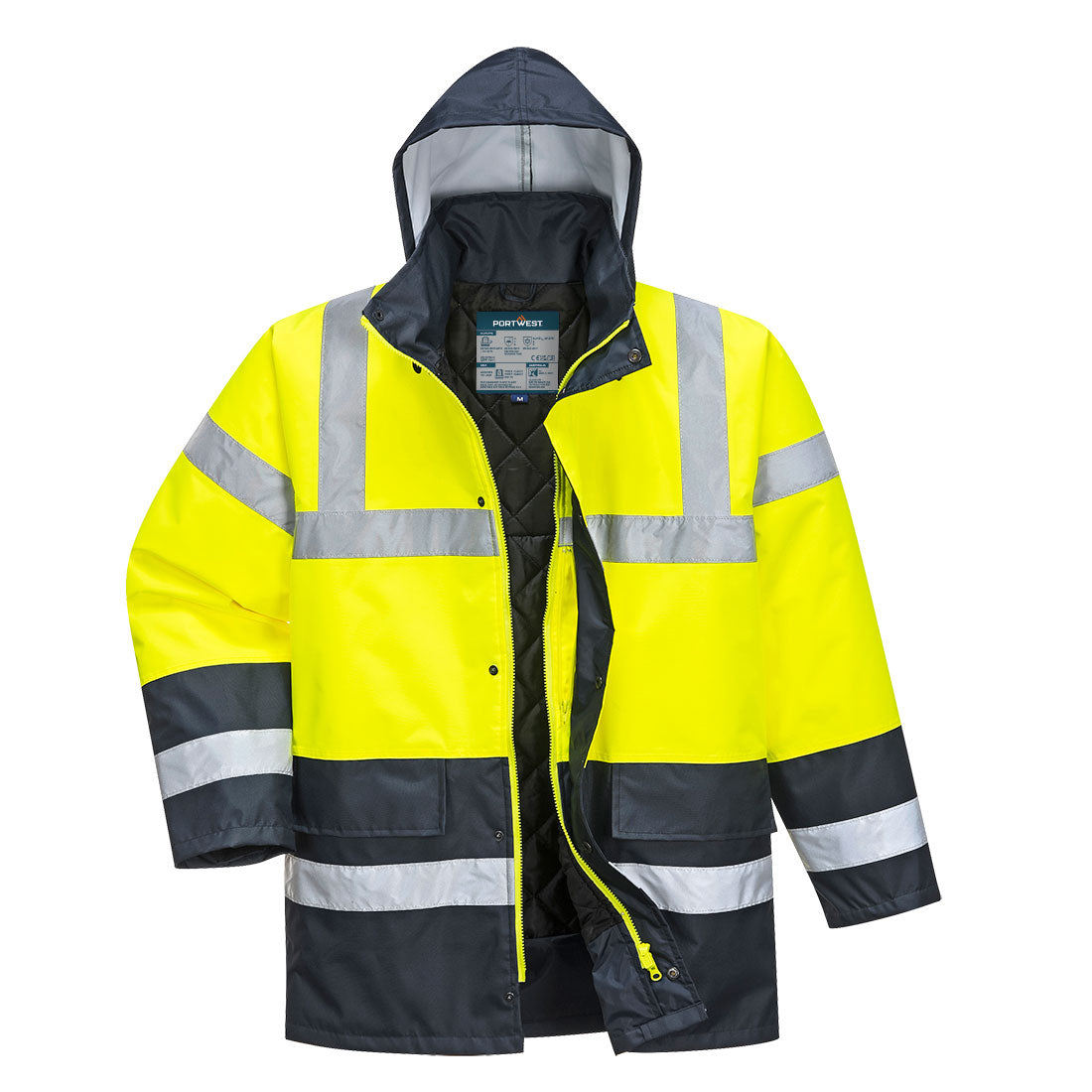 Portwest ES1 Essential Hi-Vis Contrast Winter Traffic Jacket - ES466 - Yellow/Navy / 4XL