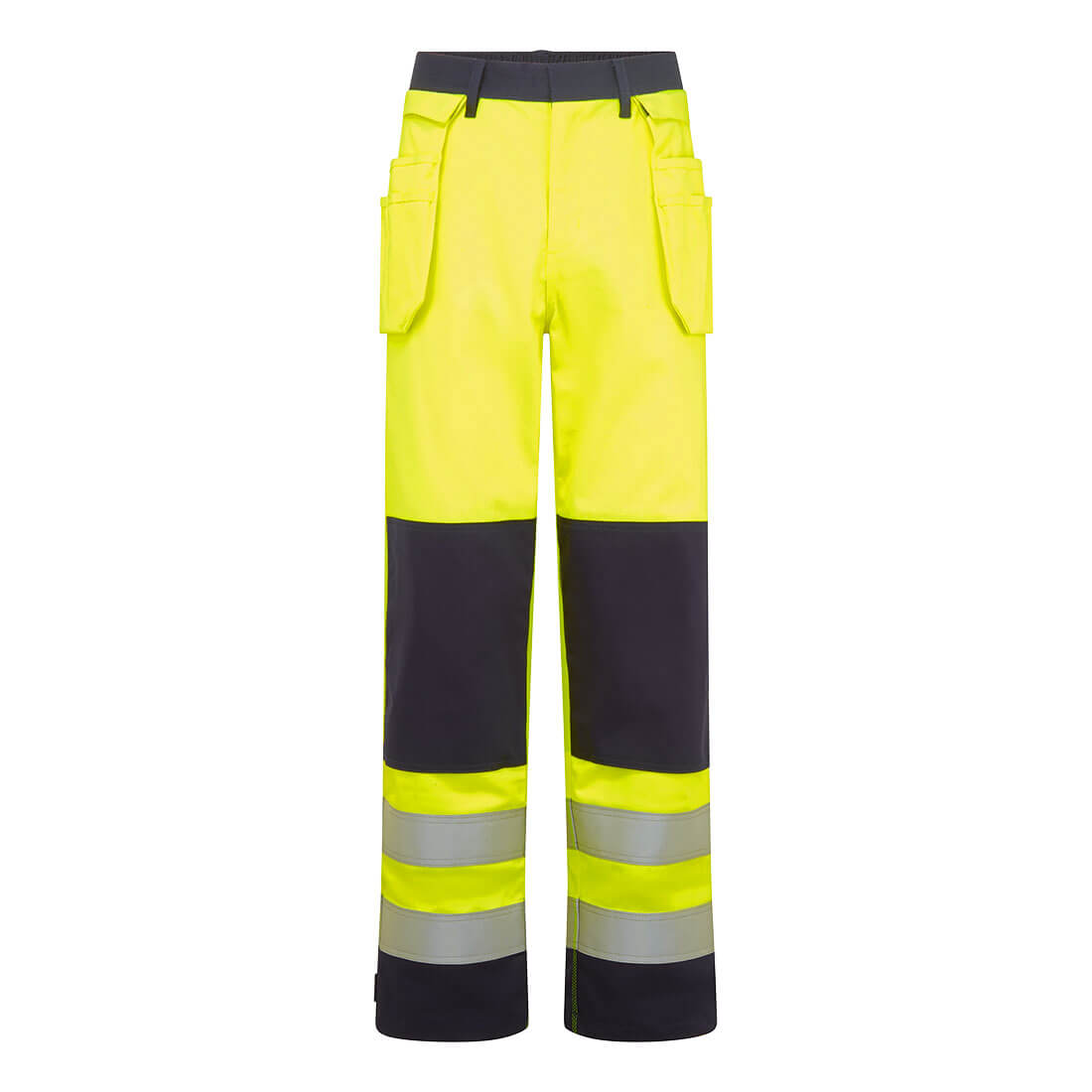 Portwest Bizflame Work Hi-Vis Contrast FR Holster Trousers - Yellow/Navy - FR440YNR