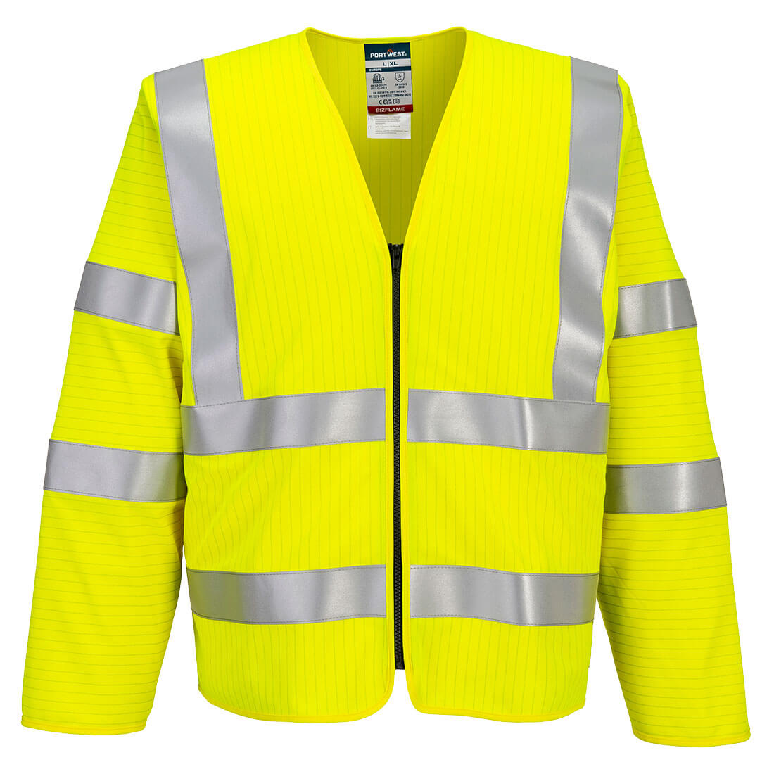 Portwest Bizflame Hi-Vis FR Long Sleeve Zip Vest - Yellow - FR616YER