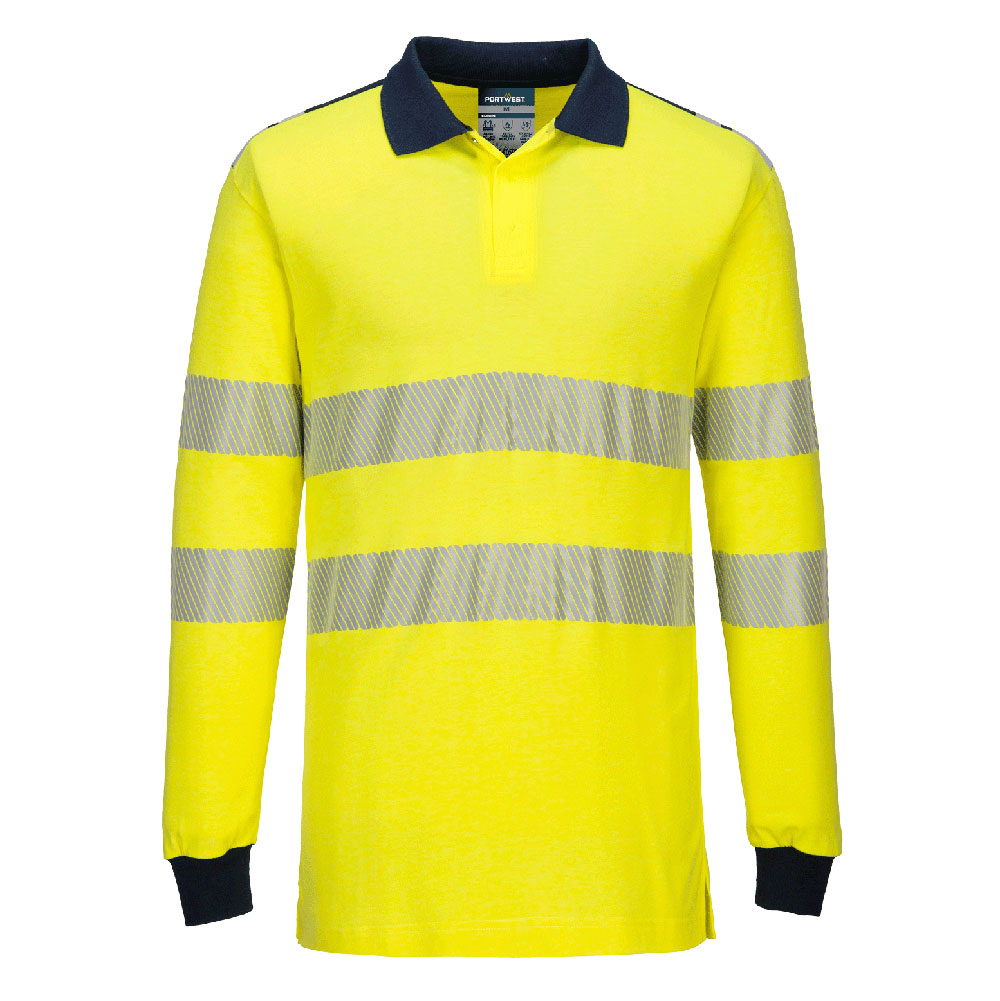Portwest PW3 Modaflame Knit Hi-Vis FR Long Sleeve Polo Shirt - FR702