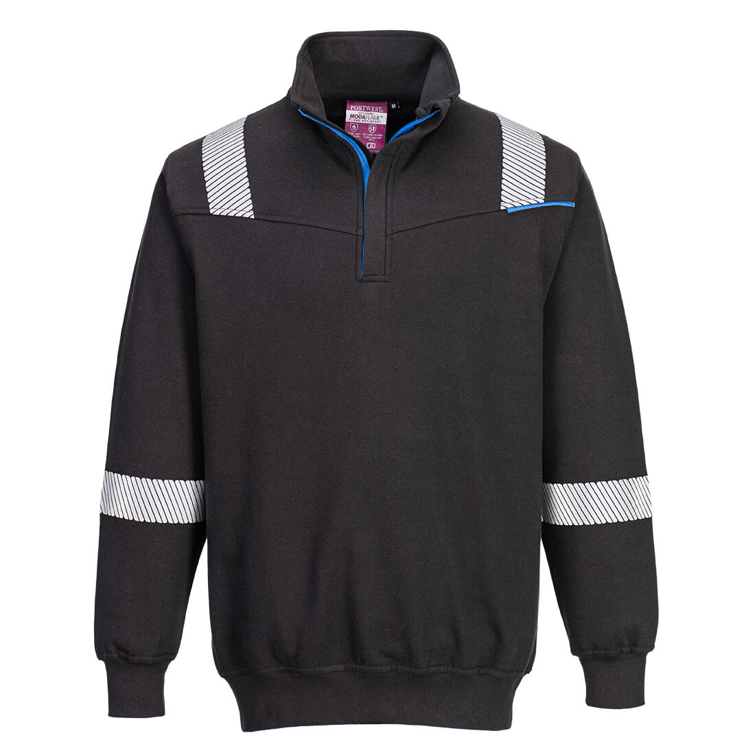 Portwest WX3 Modaflame Knit FR 1/4 Zip Sweatshirt - Black - FR710BKR