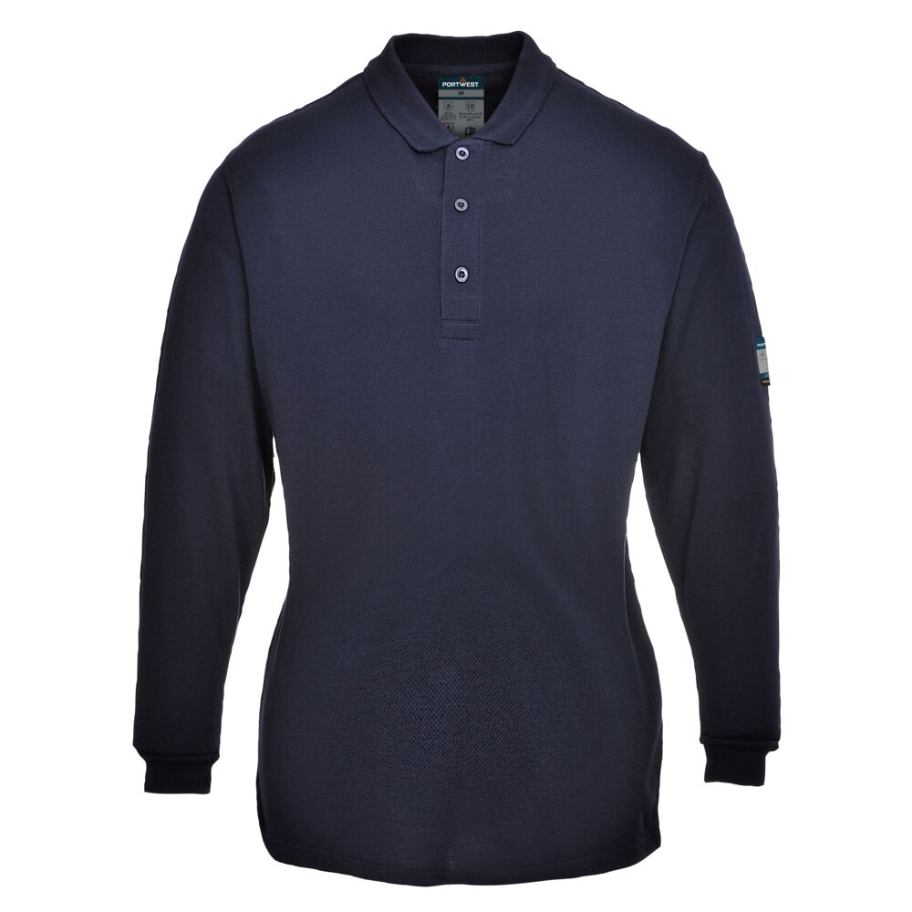 Portwest Modaflame Knit FR Women's Long Sleeve Polo Shirt - Navy - FR758NVR