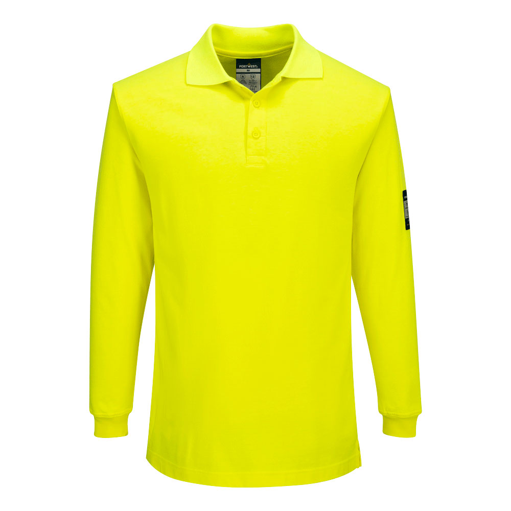 Portwest Modaflame Knit FR Long Sleeve Polo Shirt - Yellow - FR805YER