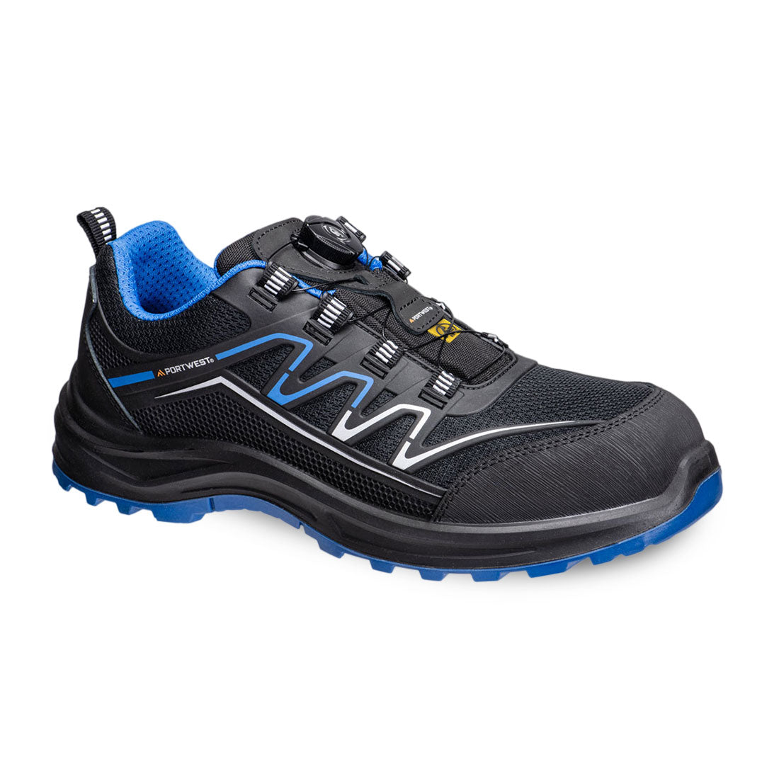 Portwest Composite KPU and Mesh Trainer S1PS ESD SR FO - Black/Blue - FT32BKB