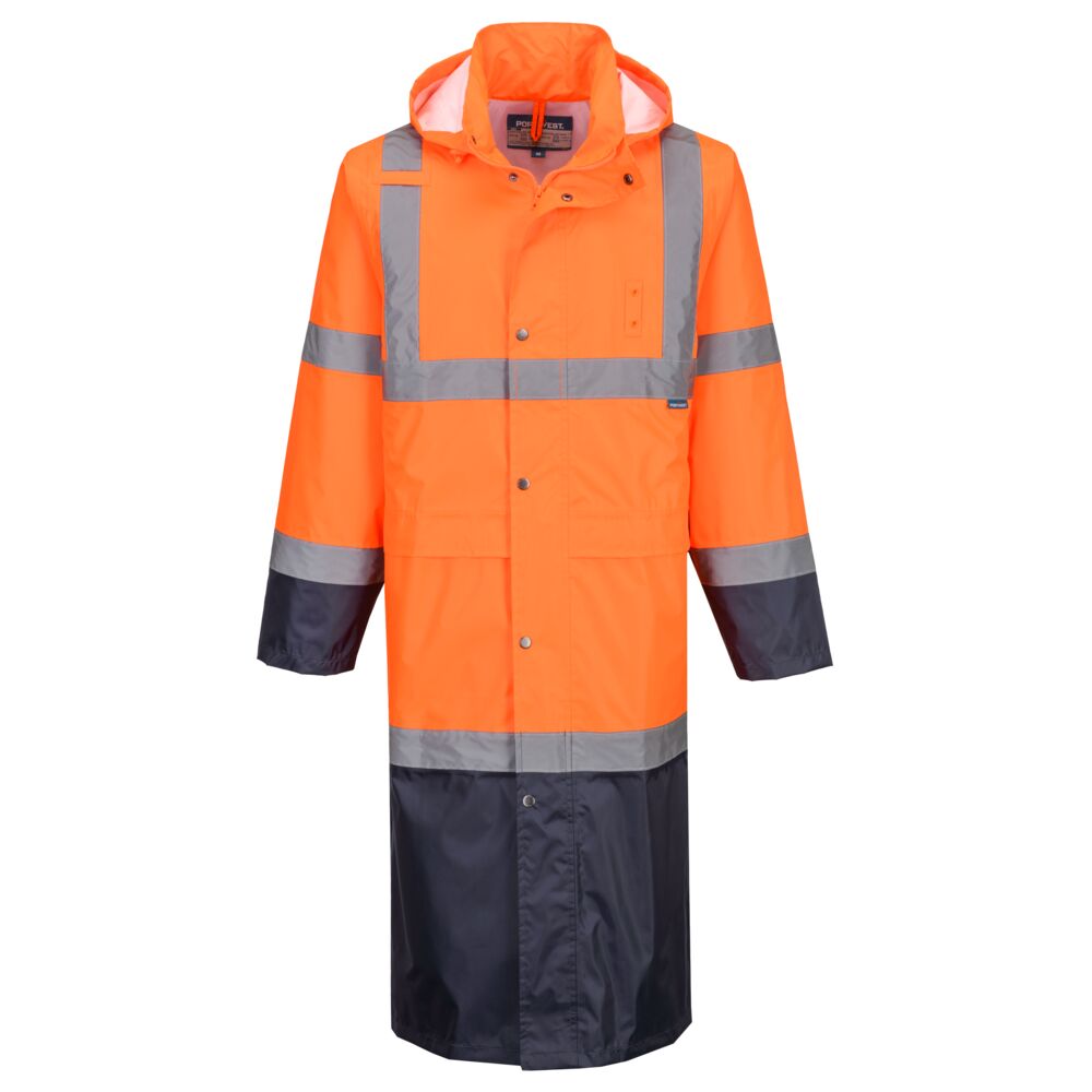 Portwest Hi-Vis Contrast Raincoat 122cm - H446