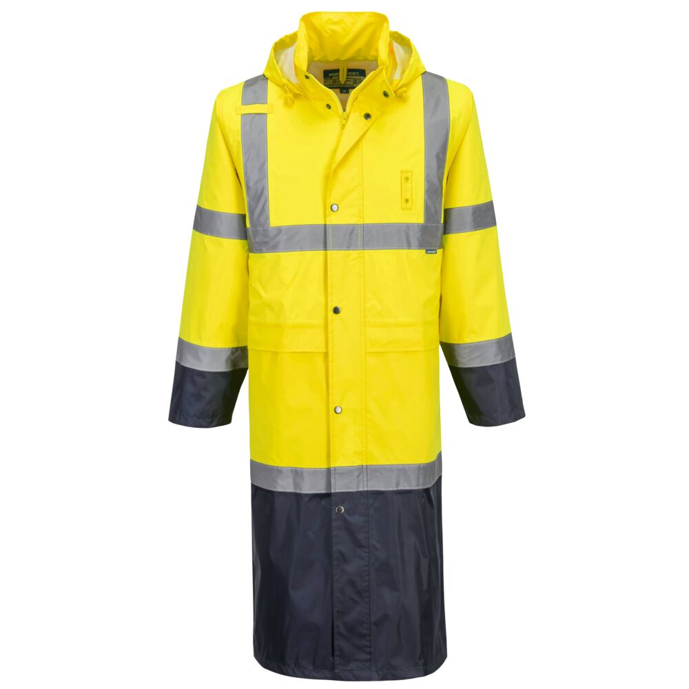 Portwest Hi-Vis Contrast Raincoat 122cm - H446