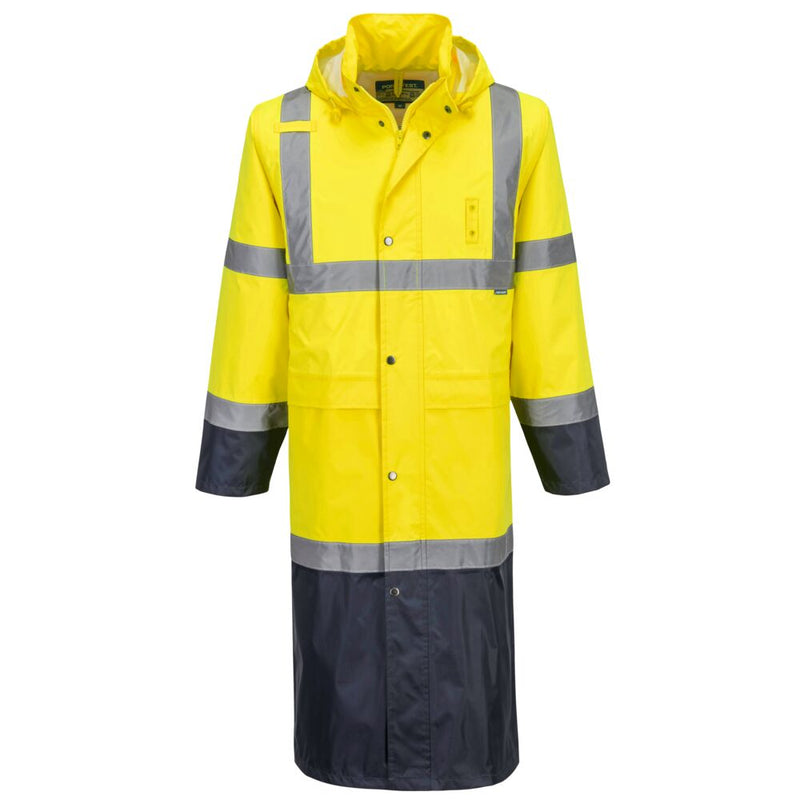 Portwest Hi-Vis Contrast Raincoat 122cm - H446
