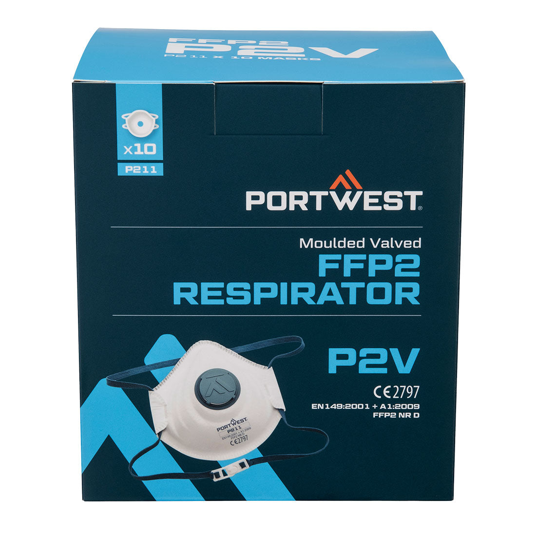 Portwest Moulded FFP2 Valved Respirator (Pk10) - White - P211WHR
