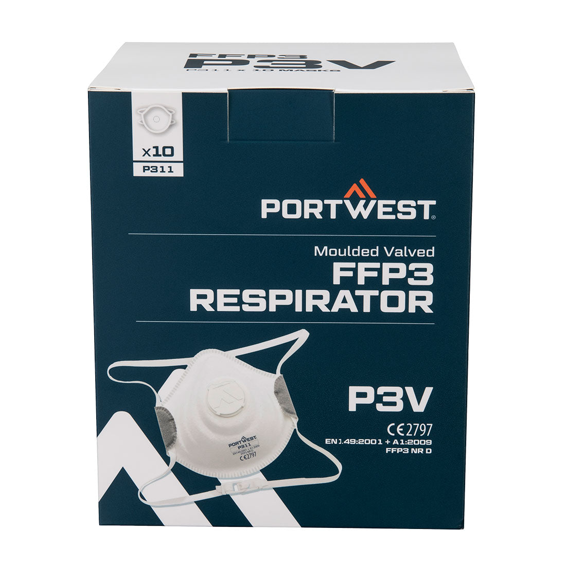Portwest Moulded FFP3 Valved Respirator (Pk10) - White - P311WHR