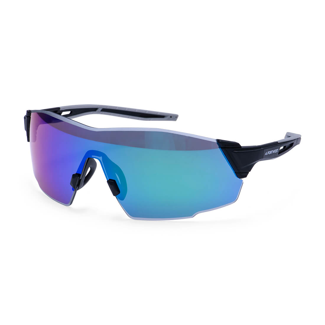 Portwest Sporty Shield Safety Glasses - Blue Mirror - PT01BMI