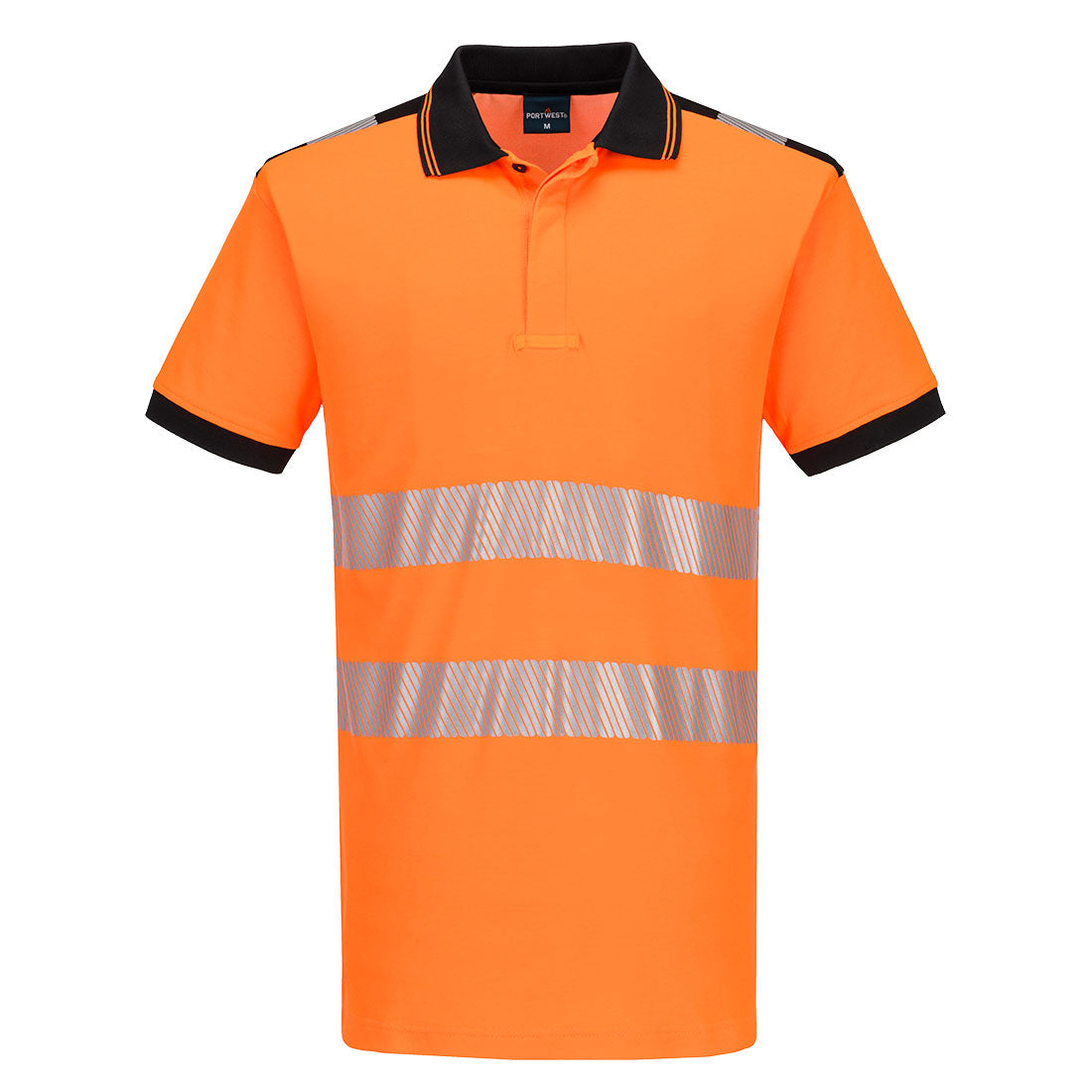Portwest PW3 Hi-Vis Cotton Comfort Polo Shirt S/S - PW317 - Orange/Black / 4XL