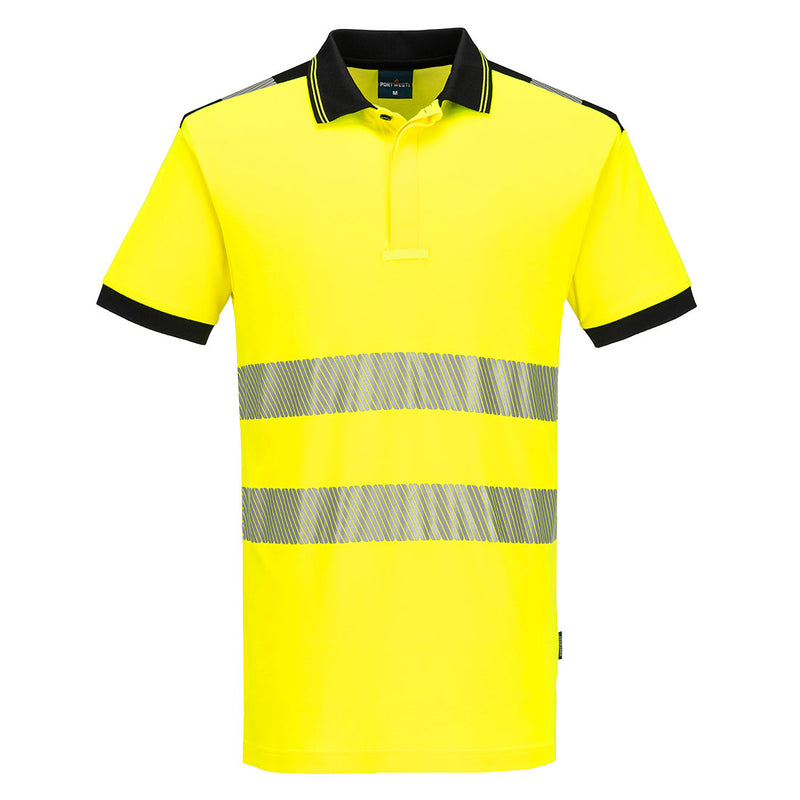 Portwest PW3 Hi-Vis Cotton Comfort Polo Shirt S/S - PW317 - Yellow/Black / 4XL