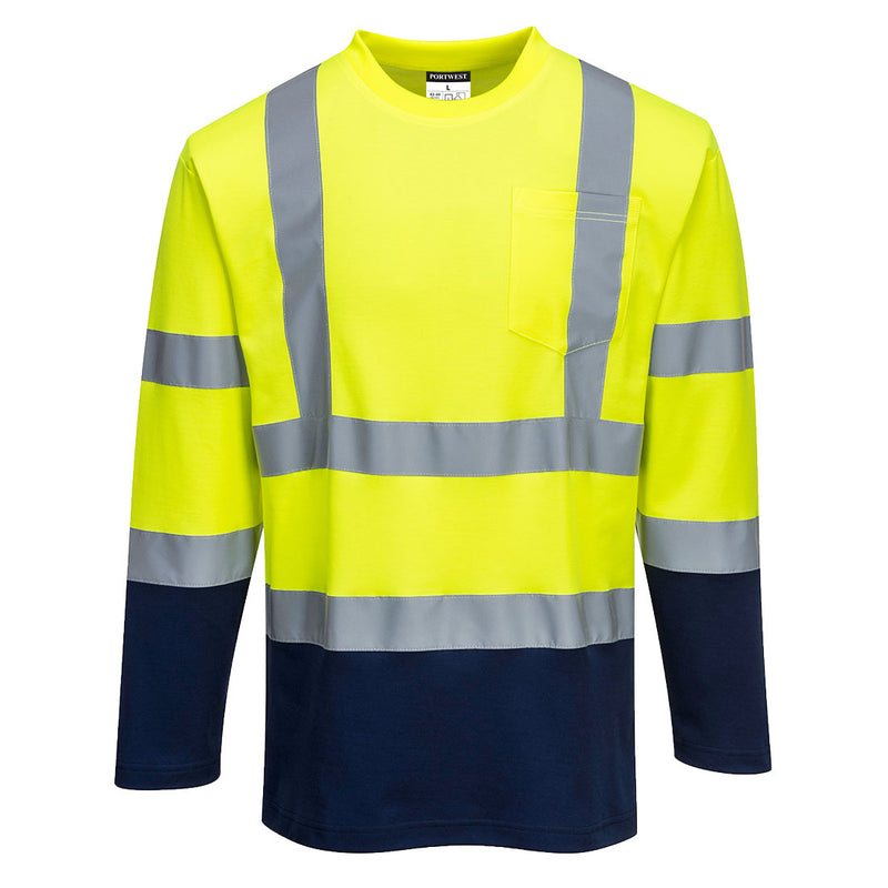Portwest Hi-Vis Cotton Comfort Contrast T-Shirt L/S - S280