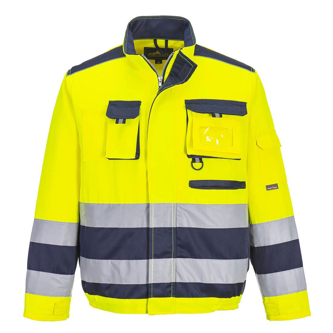 Portwest Lille Hi-Vis Contrast Bomber Jacket - Yellow/Navy - TX50YNR