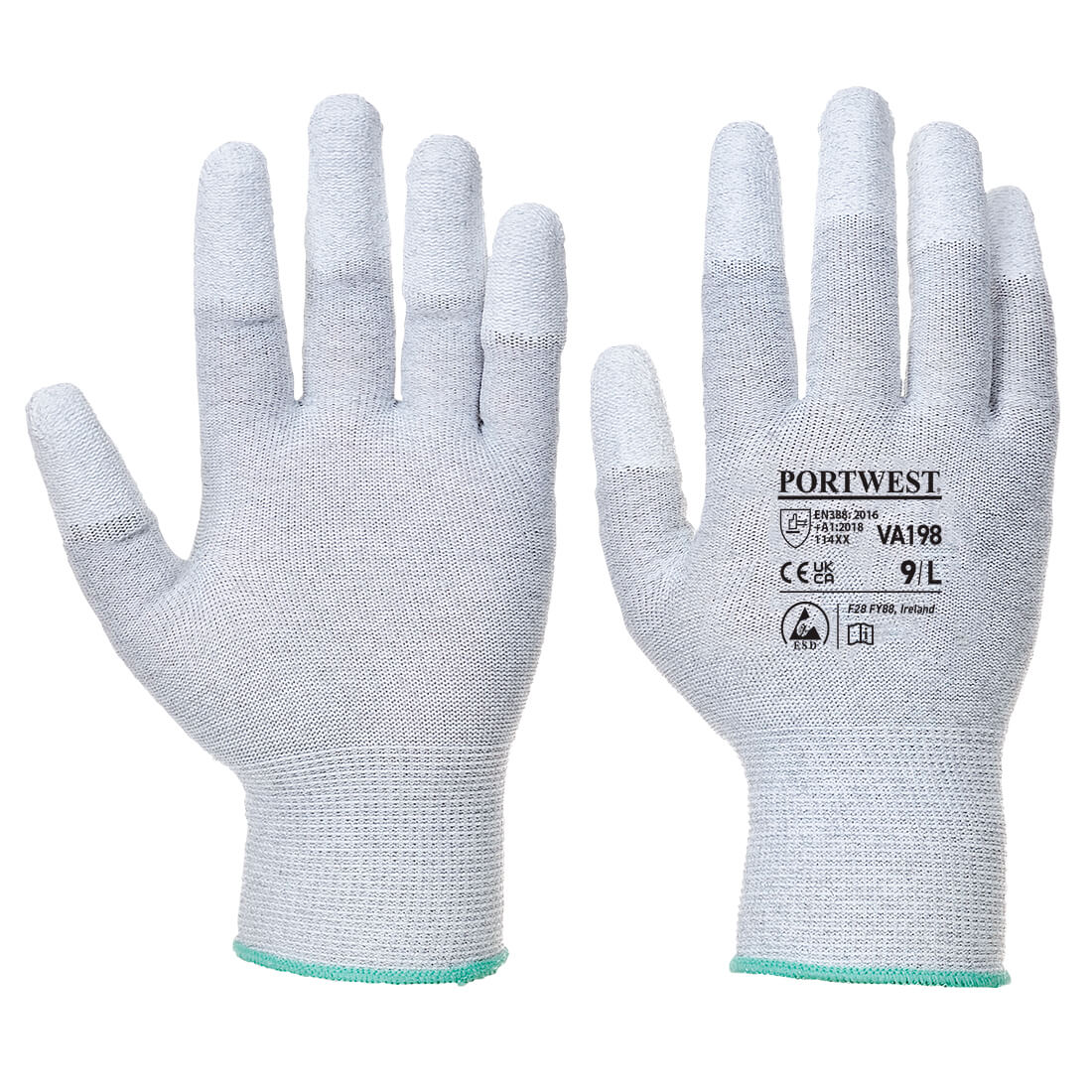 Portwest Vending Antistatic PU Fingertip Glove - Grey - VA198G7R