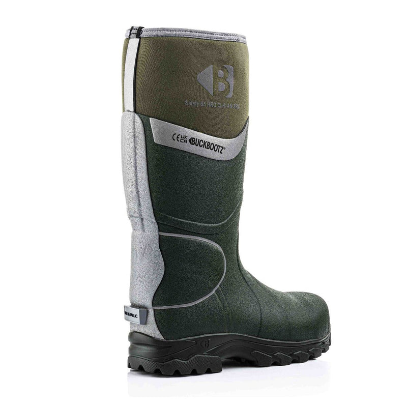 Buckbootz BBZ8000GR S5 Green 360° Reflective Neoprene/Rubber Safety Wellington Boot with Ankle Protection -2