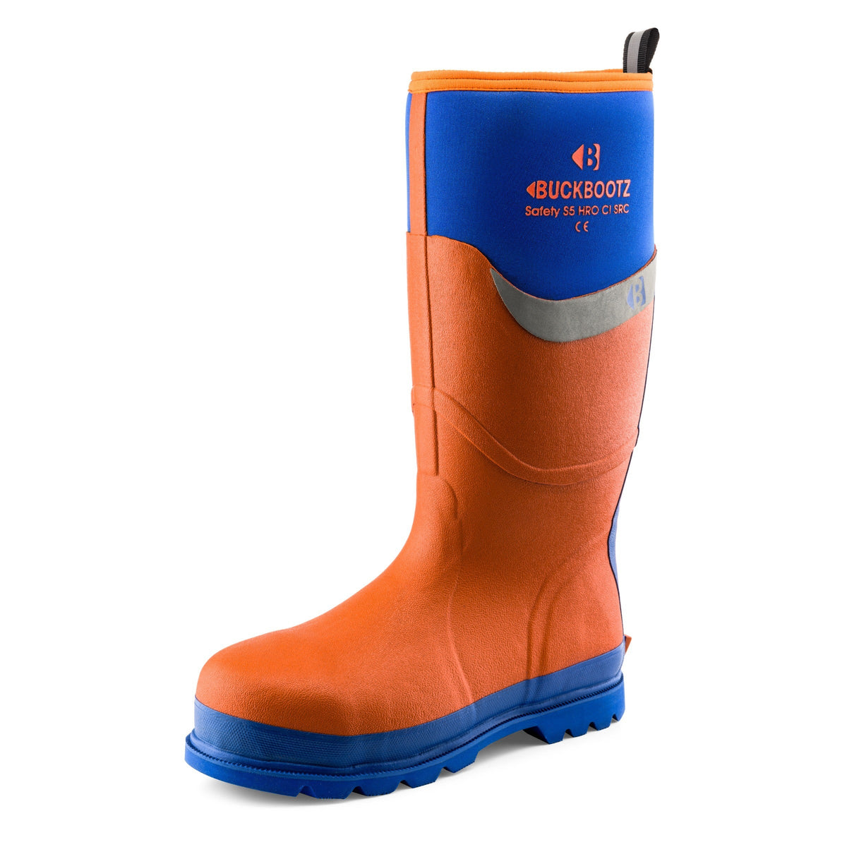 Buckbootz BBZ6000 Orange / Blue Trim safety wellingtons – additional view