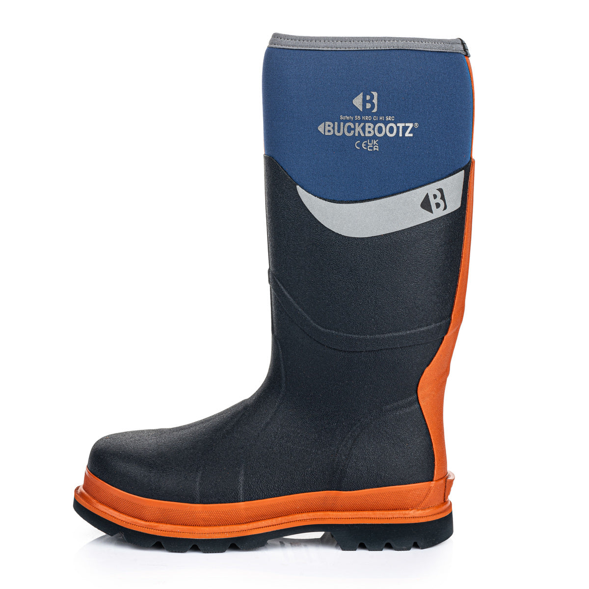 Buckbootz BBZ6000 Blue / Orange Trim safety wellingtons – additional view