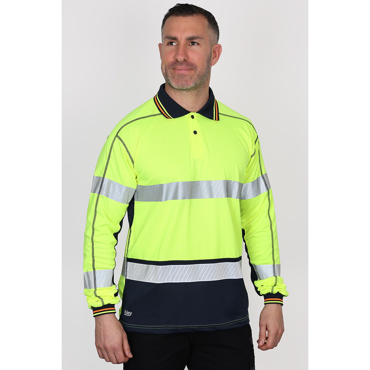 Bisley Hi Vis Polyester Mesh Long Sleeve Polo