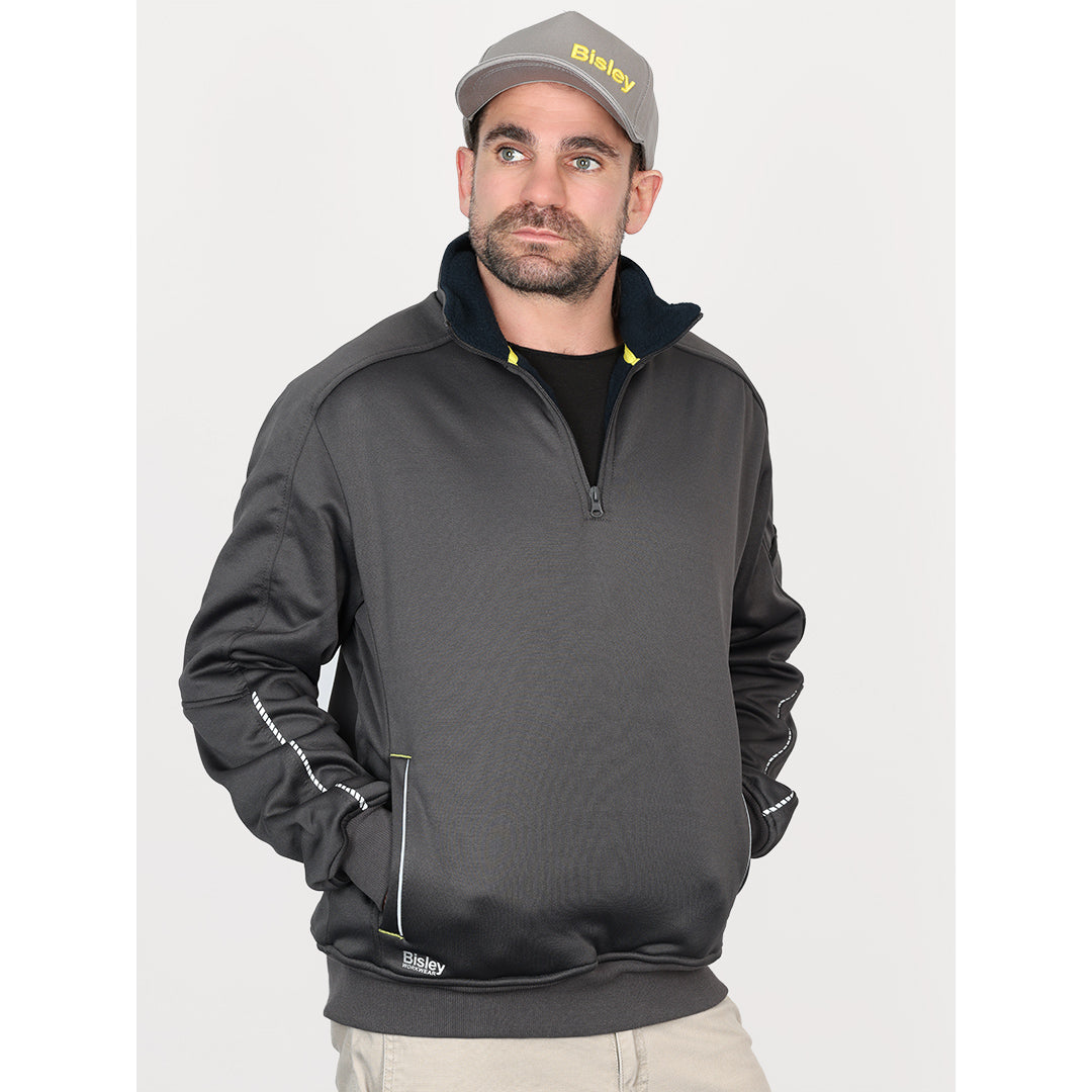 Bisley Fleece 1/4 Zip Pullover With Sherpa Lining - Black/Charcoal/Navy